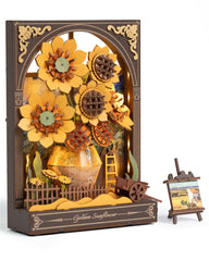 Rowood Sunflower 3D Puzzle with LED creates ambient decor for living rooms.
