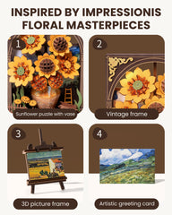 Rowood Sunflower wooden texture emphasizes warm, natural grain on display shelves.