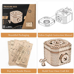 Rowood treasure box opened tray reveals hidden inner compartment for keepsakes