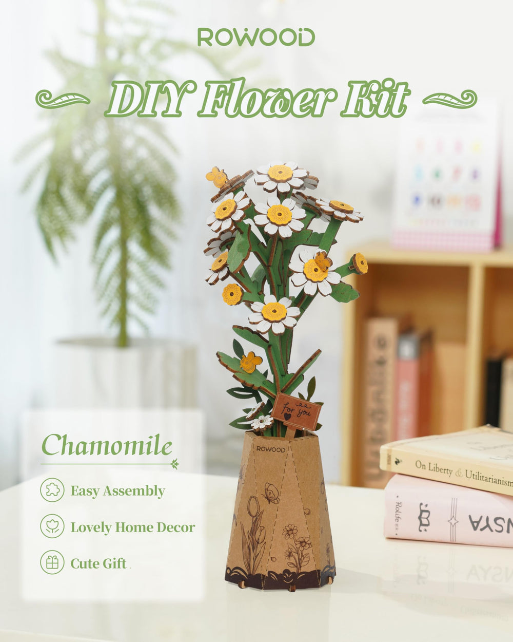Rowood wooden flower bouquet base offers an elegant display option