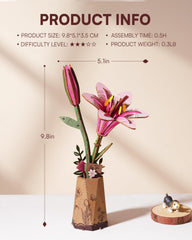 Rowood wooden flower close-up highlighting natural texture and craft materials