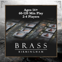 Roxley Games Brass: Birmingham industry tiles set emphasizes production choices and scoring potential.