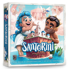 Roxley Games Santorini Second Edition showcases a 3D cityscape for immersive strategy play.