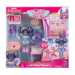 Royale High Art Class Playset treasure chest opens to hold palette and brush.