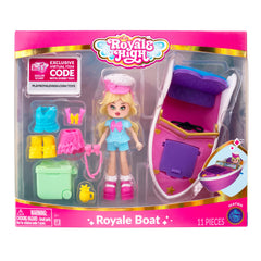 Royale High front packaging showing boat and doll, showcases set completeness and appeal