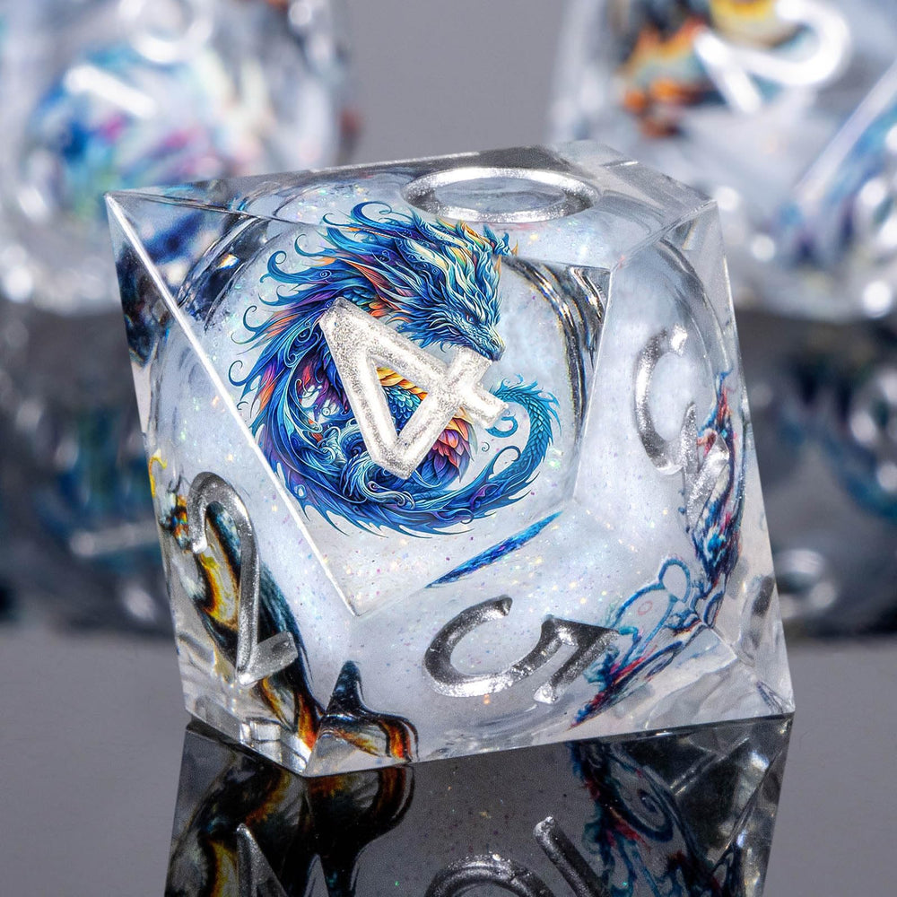 Roycevon storage box with foam inserts protects dice during travel.