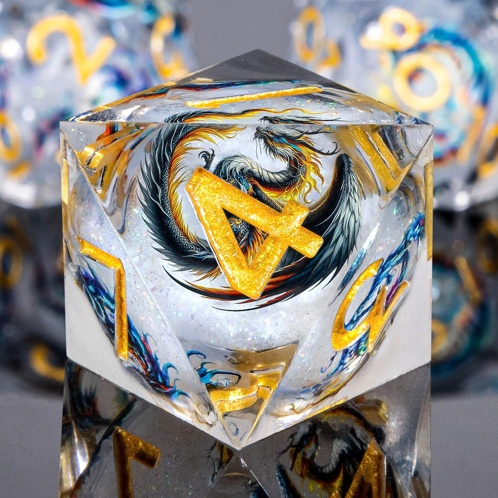 Roycevon DND dice on table with readable numbers for quick stat checks.