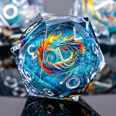 Roycevon Dragon-pattern blue d20 dice for immersive gameplay and reliable rolls