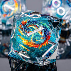 Roycevon Dragon-pattern blue d6 dice designed for consistent outcomes