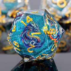 Roycevon dragon-pattern blue D20 dice for balanced rolling in D&D play
