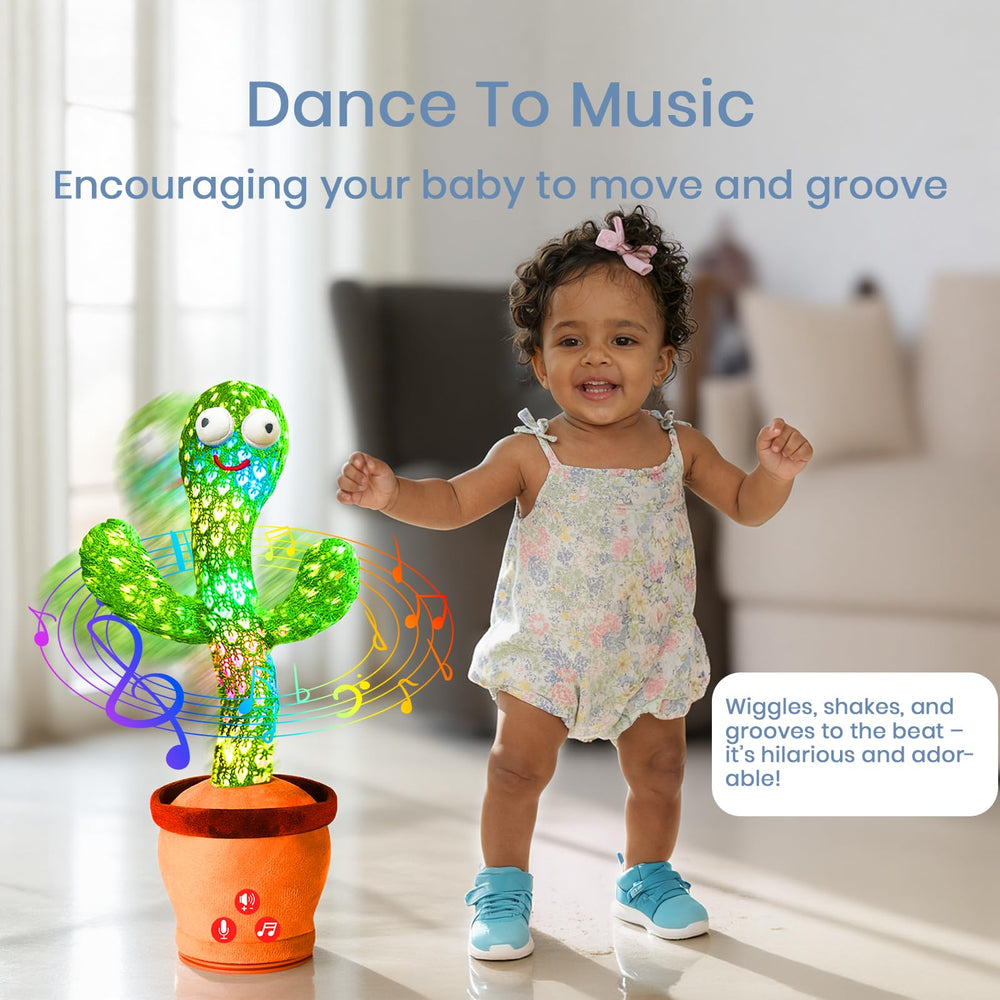 ROYPOUTA rechargeable dancing cactus toy music-mode; introduces rhythm with catchy tunes.