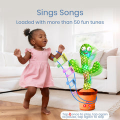 ROYPOUTA rechargeable dancing cactus toy singing-mode; features over 50 songs.