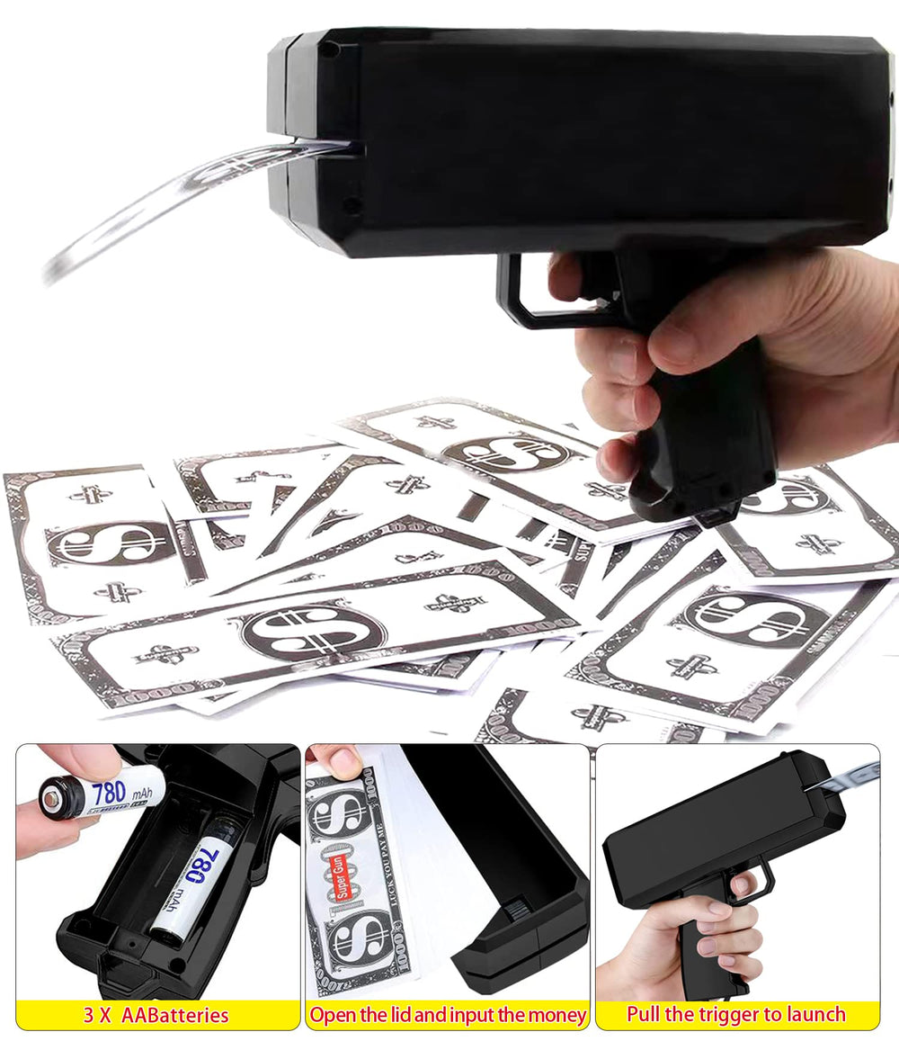 ROZOTKOE money gun black 100-bill capacity demonstration for events