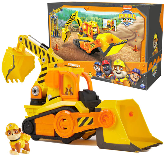 Rubble & Crew Bark Yard Deluxe Bulldozer pushes with vivid action for imaginative play.