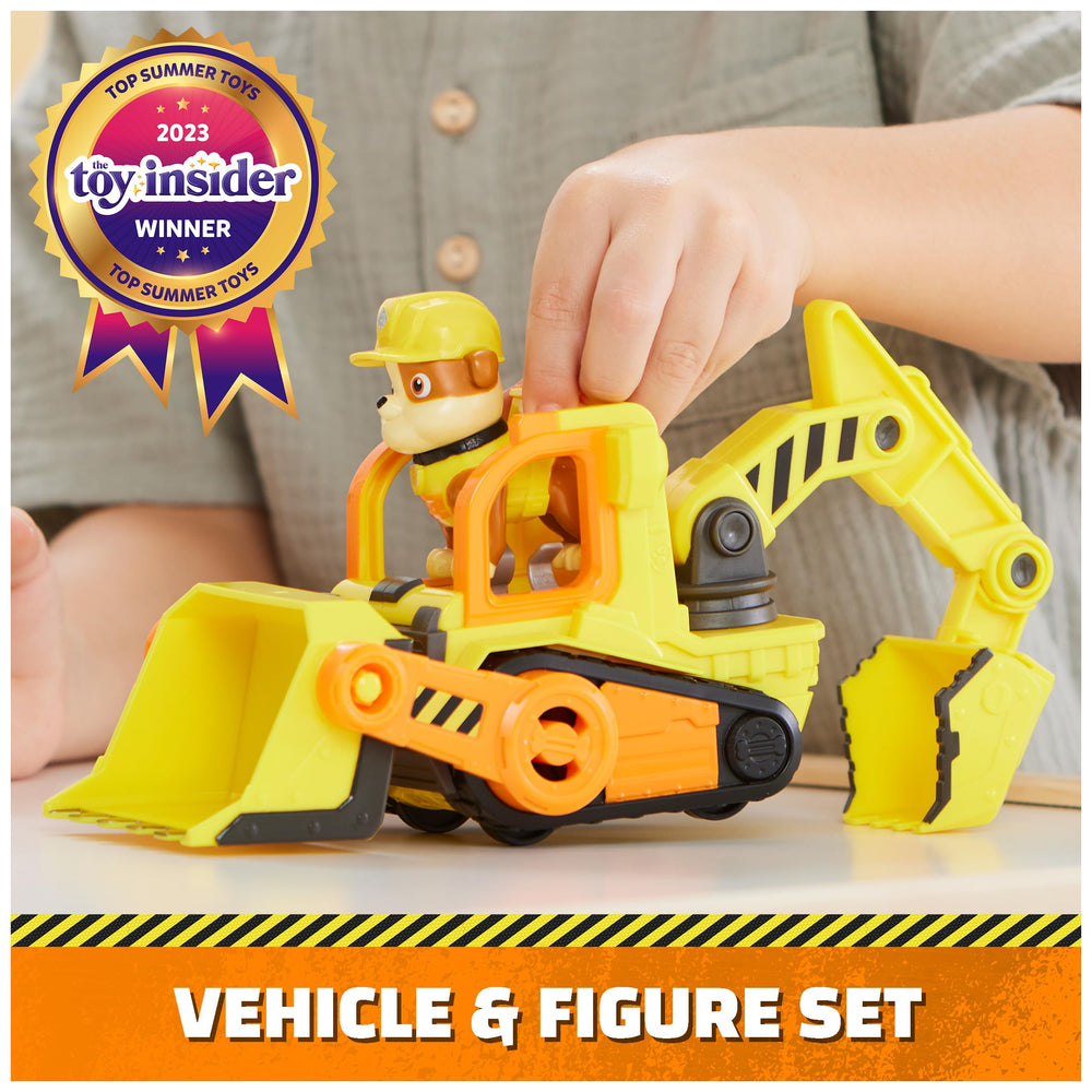 Rubble & Crew bulldozer scoop movable feature enables hands-on building play.