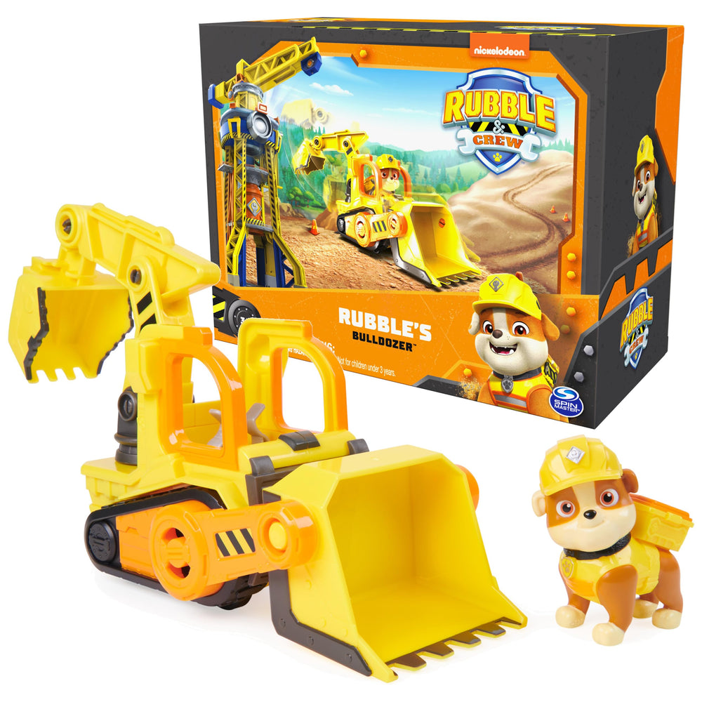 Rubble & Crew bulldozer truck detail shows authentic PAW Patrol styling for imaginative play.