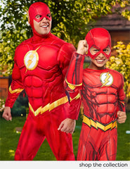 Rubies The Flash tie belt adjusts quickly for growing kids.