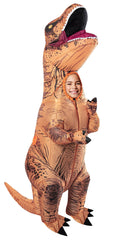 Rubies Original T-Rex inflatable costume worn by child for Halloween fun.