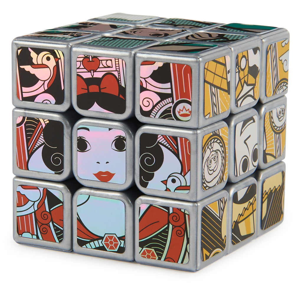 Rubik’s Disney100 Platinum Cube collection display, perfect for shelves and gift ideas.