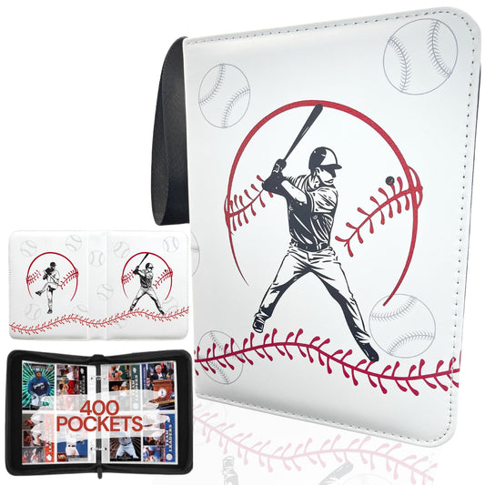 Rucher Baseball Card Binder cover front with player action illustrations for display-ready collection.