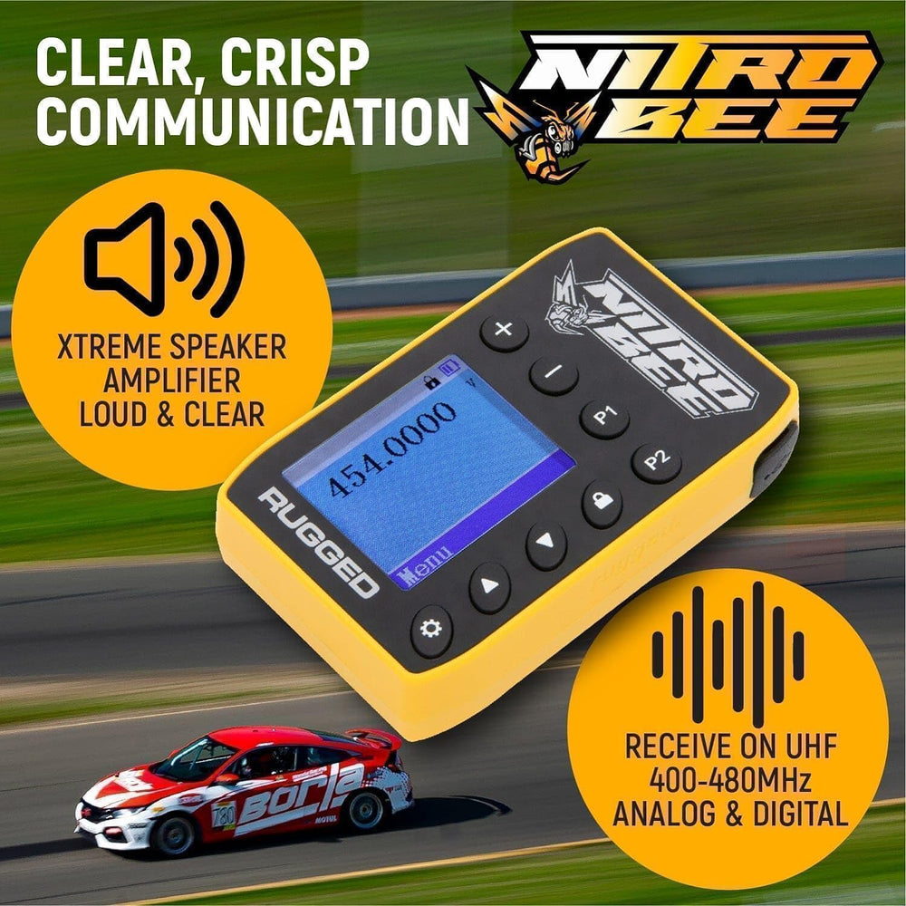 Rugged Radios Nitro Bee display and controls for easy operation and presets.