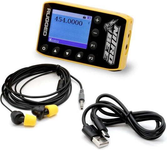 Rugged Radios Nitro Bee front view, compact race receiver for quick channel access and reliability.