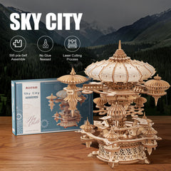 RUIFAM SkyCity assembled model display on a shelf