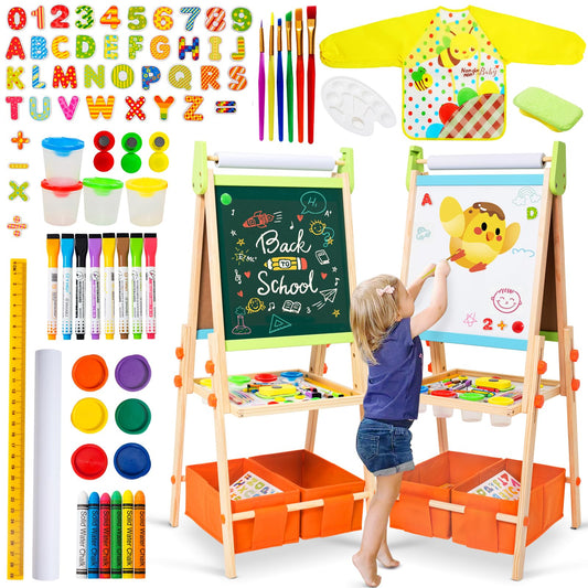 Rundad Kids Easel showing double-sided chalkboard and painting board for creative play