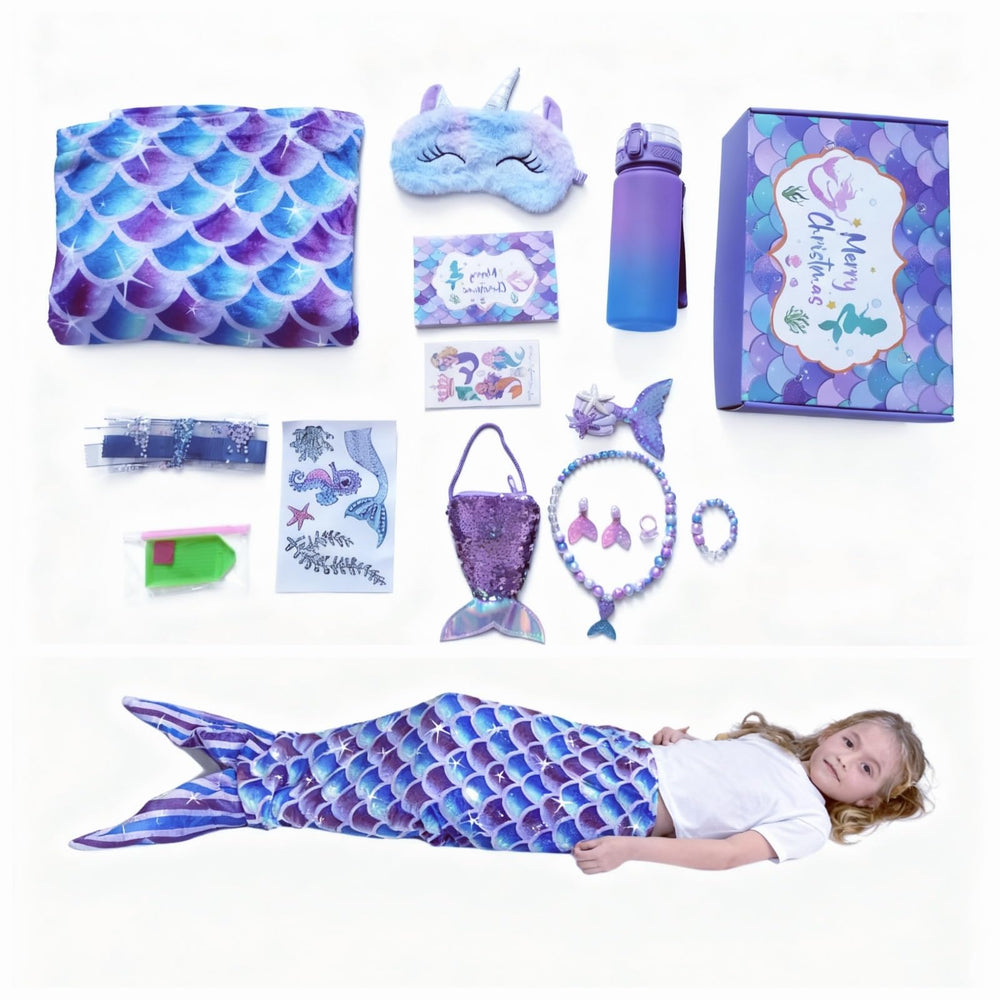 Runeaoys Mermaid Tail Blanket in a cozy bedroom for bedtime comfort