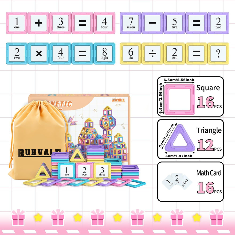 Rurvale magnetic tiles color-shapes focus boosts early geometry and pattern exploration.