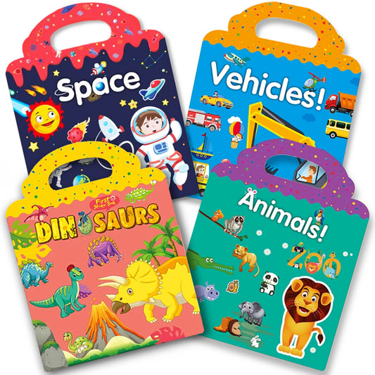 RUSON reusable sticker book vehicles scene encourages imaginative play on the go