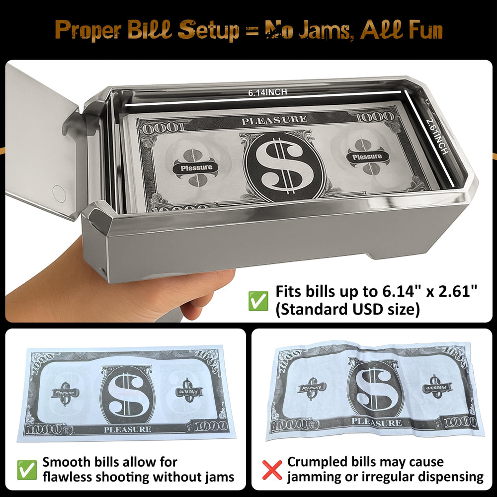 RUVINCE Money Gun shooter includes 100 toy papers for immediate play