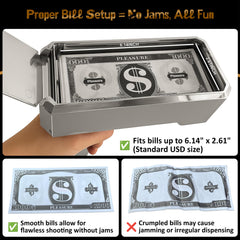 RUVINCE Money Gun shooter includes 100 toy papers for immediate play