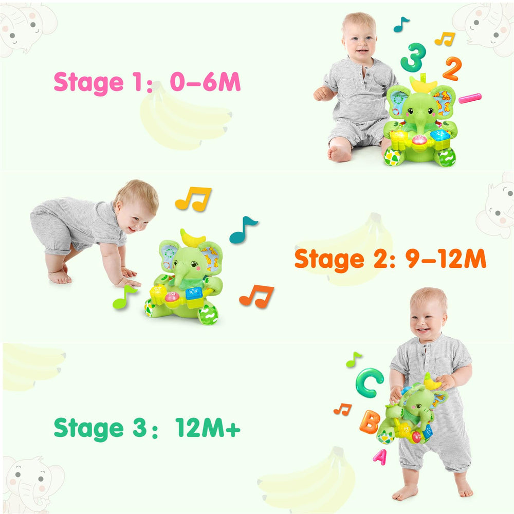 Ryotagift bilingual elephant toy switches English and Spanish for language play.