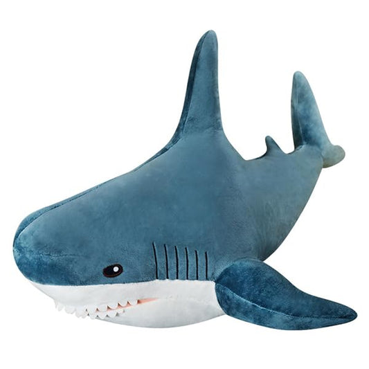 Ryttir giant shark plush with ultra-soft fabric for cozy cuddles.
