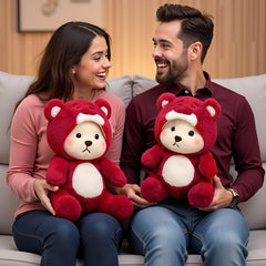 Ryttir teddy bear plush white belly and cheeks brighten its cheerful look.