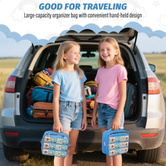 RZYLKA carrying case blue side view shows compact, travel-friendly design.