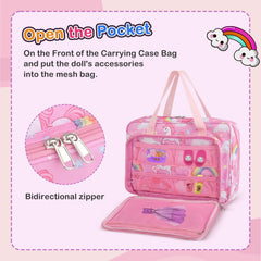 RZYLKA adjustable straps secure dolls during travel.