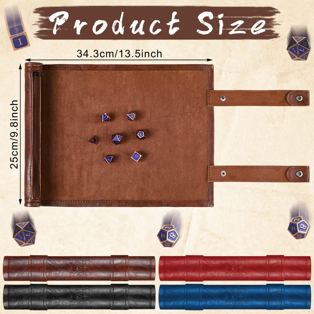 Sadnyy red folding scroll dice mat tray keeps dice organized during the game.