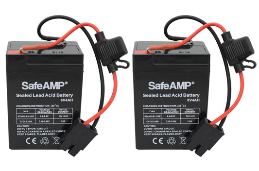 SafeAMP battery pack of two blue 6V units for reliable Power Wheels playtime.