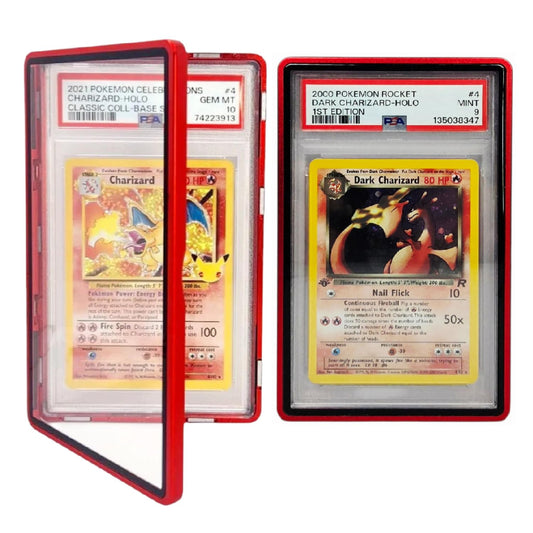 Safeguard TCG Solutions PSA slab bumper case front view with red aluminum frame