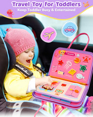 SaFeli Toddler Busy Board features alphabet and numbers for early literacy and cognitive development.