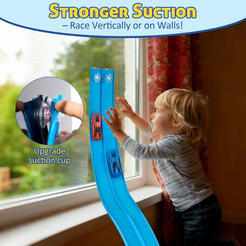 Safotad track with strong suction cups attached to a smooth surface.