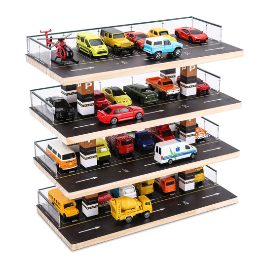 Saichotoy 1:64 scale diecast display case front view with level spaces.