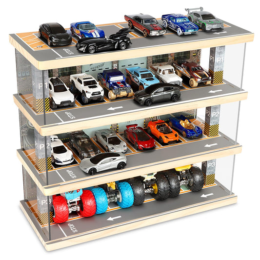 Saichotoy hot wheels storage 4-level diorama for organized display.