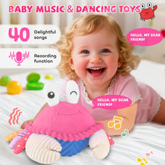 SAIMAND pink crab toy with 40 songs supports early musical exploration.