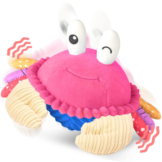 SAIMAND pink crawling crab toy promotes tummy time and crawling practice.