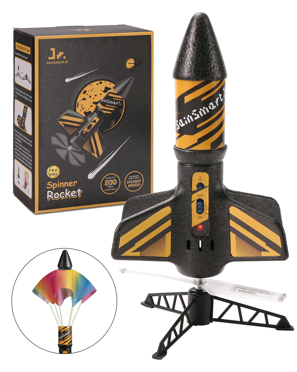 SainSmart Jr. rocket launcher assembly enables easy setup for kid-friendly outdoor fun.