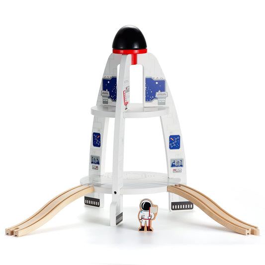 SainSmart Jr space launcher rocket through track promotes imaginative play and problem solving.