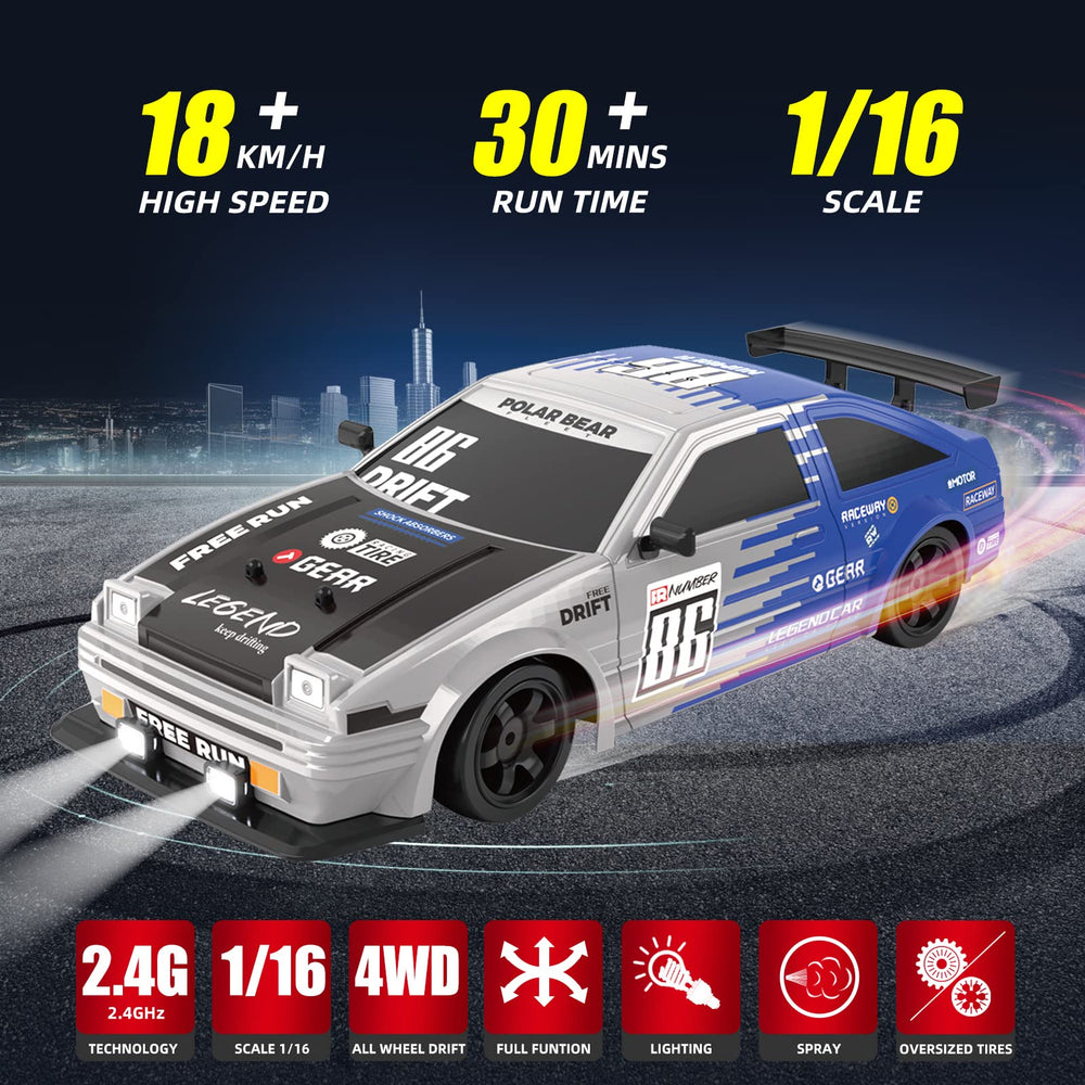 Sakeye RC Drift Car side view reveals streamlined design and robust 4WD